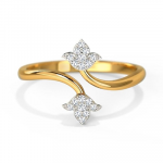 Cubic Zirconia Adjustable Golden Lotus Design Ring