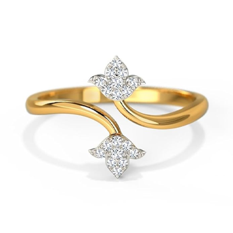 Cubic Zirconia Adjustable Golden Lotus Design Ring