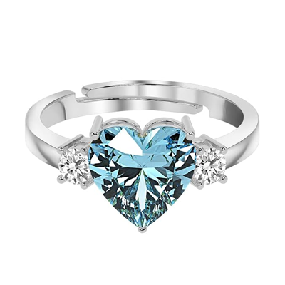925 Silver Sky Blue Heart Pendant Earring Chain Bracelet Ring Women