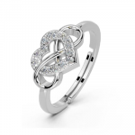 925 Pure Silver Ring for Women & Girls | CZ Adjustable Heart Ring
