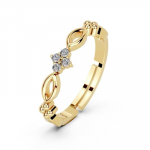 925 Sterling Silver Ring for Women & Girl | Minimal Gold Plated Adjustable Ring