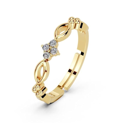 925 Sterling Silver Ring for Women & Girl | Minimal Gold Plated Adjustable Ring