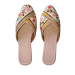 Embroidered Floral Juttis | Ethnic Jutti Flats | Handcrafted Flat Slip-On Mules with Beaded Embellishments