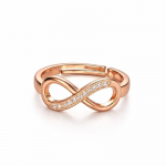Rose Gold Plated Elegant American Diamond Studded Sparkling Adjustable Finger Ring