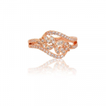 Rose Gold Plated Elegant American Diamond Studded Sparkling Adjustable Finger Ring
