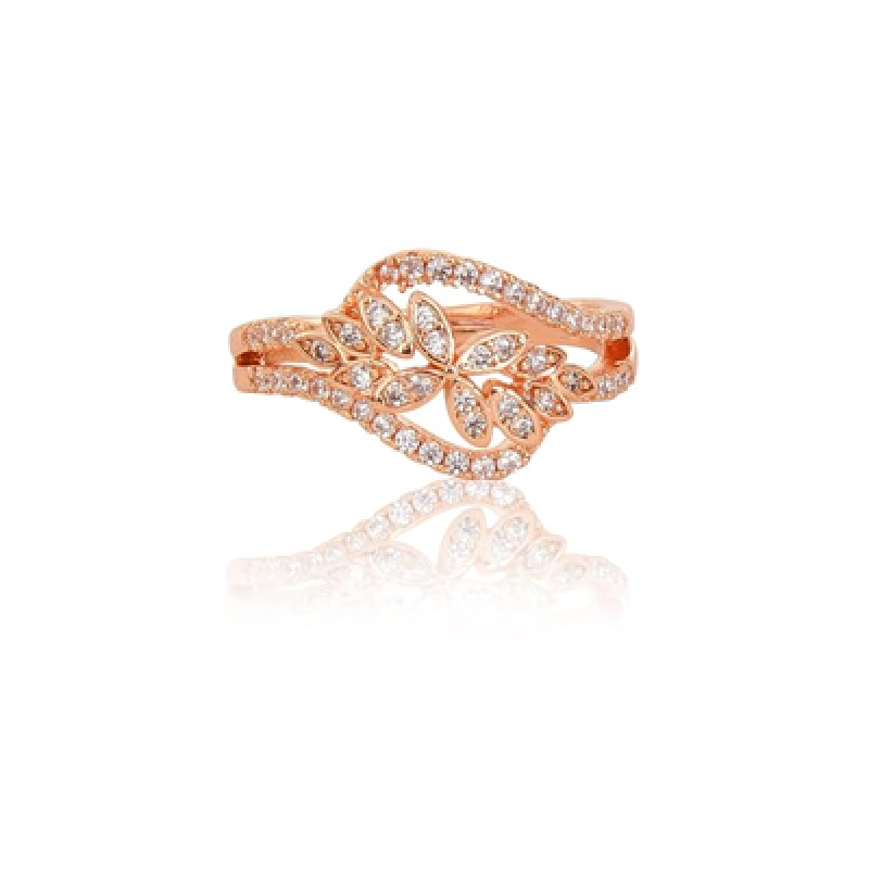 Rose Gold Plated Elegant American Diamond Studded Sparkling Adjustable Finger Ring