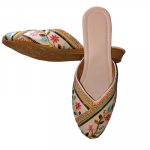 Embroidered Floral Juttis | Ethnic Jutti Flats | Handcrafted Flat Slip-On Mules with Beaded Embellishments