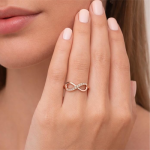 Rose Gold Plated Elegant American Diamond Studded Sparkling Adjustable Finger Ring