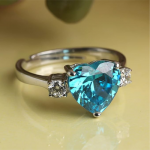 925 Silver Sky Blue Heart Pendant Earring Chain Bracelet Ring Women