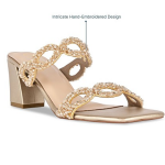 "Embellished PU Party Block Sandals "
