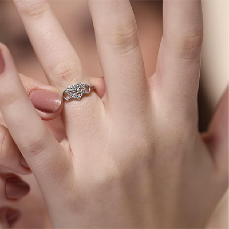 925 Pure Silver Ring for Women & Girls | CZ Adjustable Heart Ring