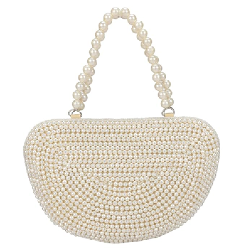 Women's Multicolour Stone in Vintage Style Pearl Tote Purse Wrist Bag