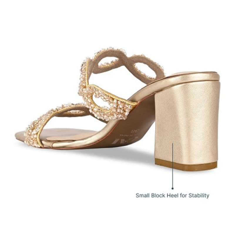 "Embellished PU Party Block Sandals "