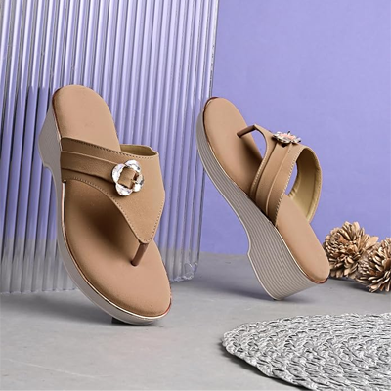 Women's Flat Sandals | Elegant & Trendy Toe Ring T Strap Slingback Silver Buckle
