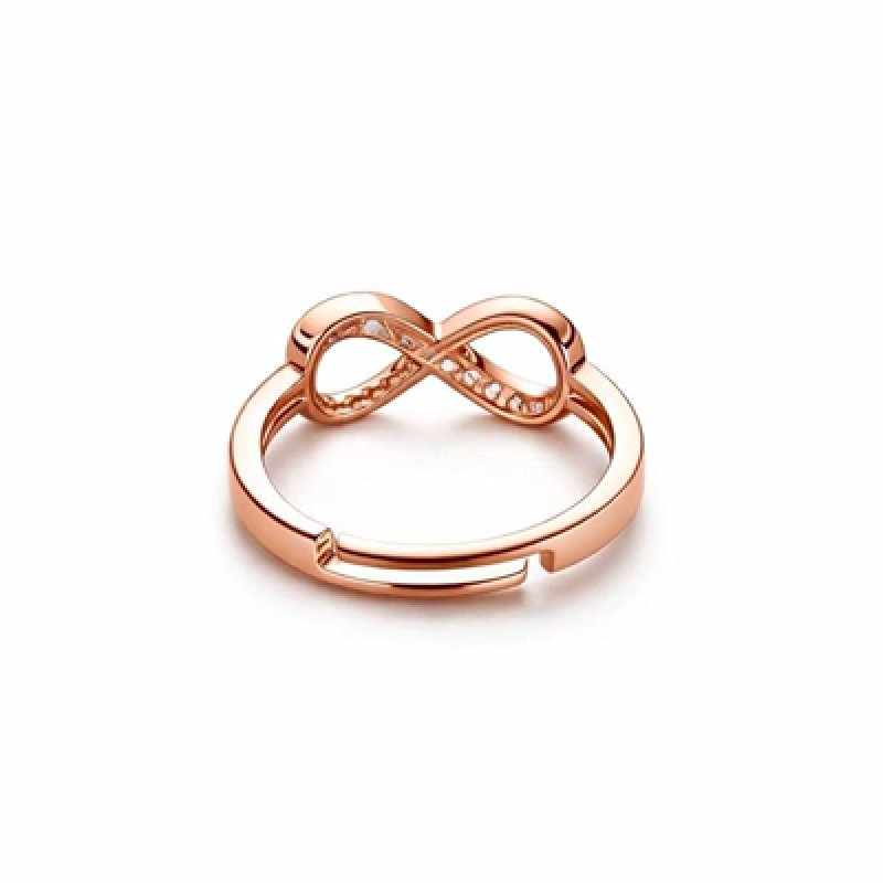Rose Gold Plated Elegant American Diamond Studded Sparkling Adjustable Finger Ring