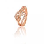 Rose Gold Plated Elegant American Diamond Studded Sparkling Adjustable Finger Ring