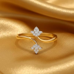 Cubic Zirconia Adjustable Golden Lotus Design Ring