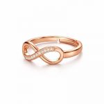 Rose Gold Plated Elegant American Diamond Studded Sparkling Adjustable Finger Ring