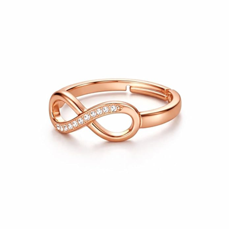Rose Gold Plated Elegant American Diamond Studded Sparkling Adjustable Finger Ring