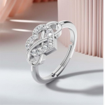 925 Pure Silver Ring for Women & Girls | CZ Adjustable Heart Ring