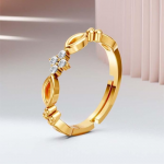 925 Sterling Silver Ring for Women & Girl | Minimal Gold Plated Adjustable Ring