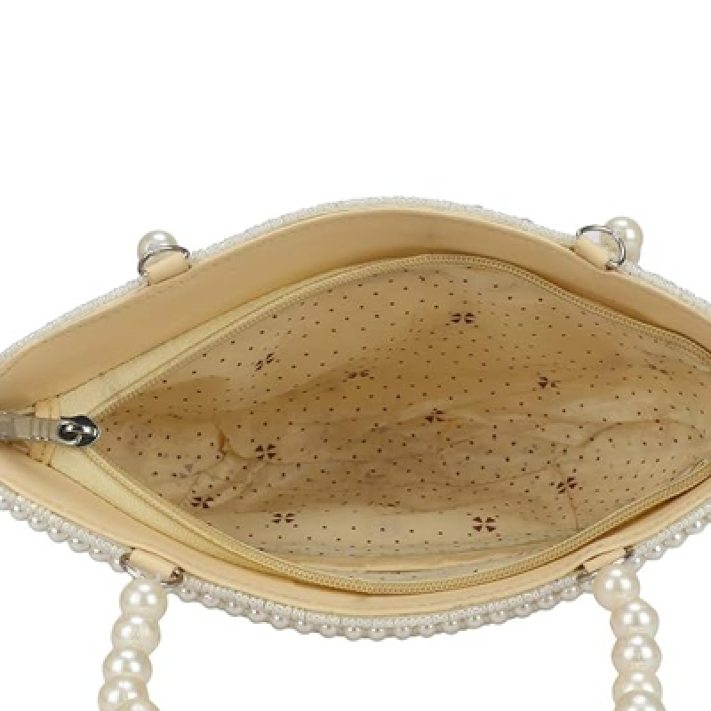 Women's Multicolour Stone in Vintage Style Pearl Tote Purse Wrist Bag